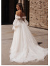 Off Shoulder Ivory Lace Tulle Dreamy Wedding Dress